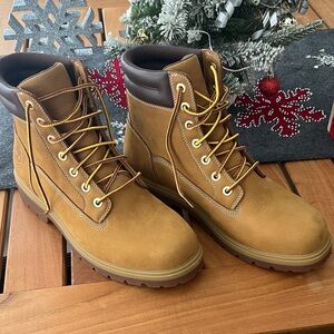 Timberland Men's Ortholite Brown Leather WorkBoots Size 10.5 W Like New